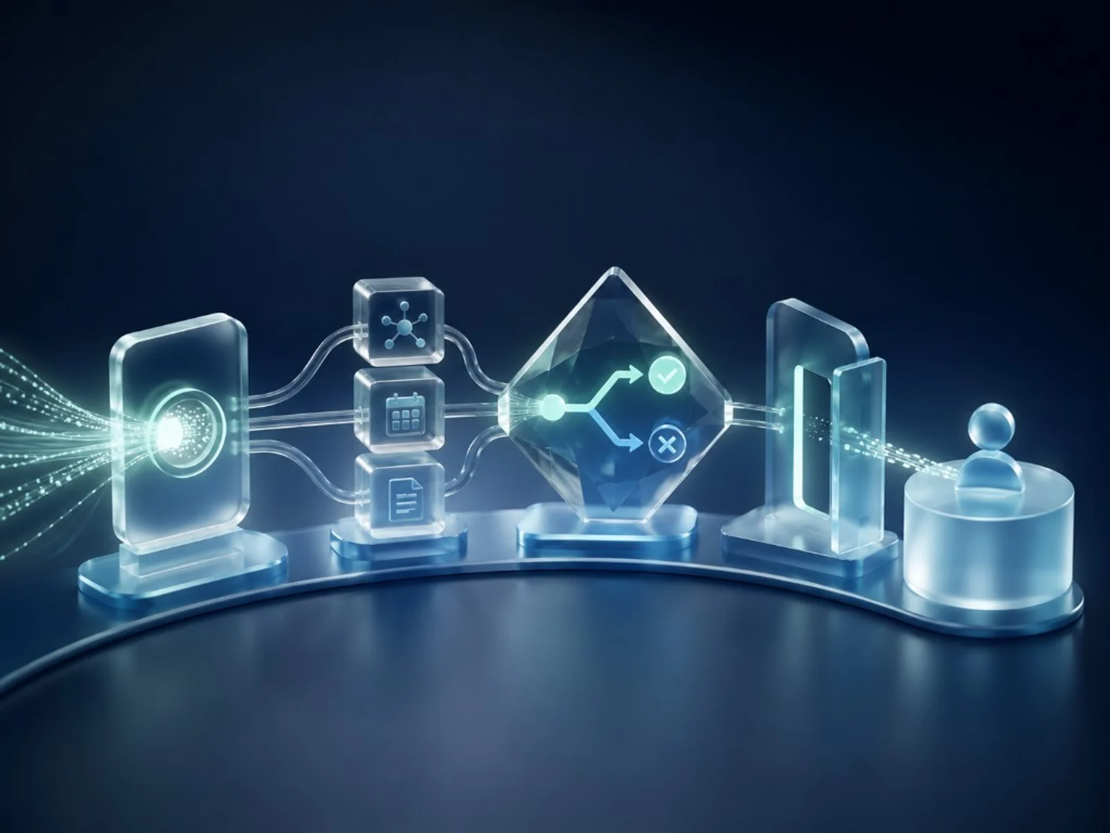 AI agent loop: intake, tools, decision and handoff to a human