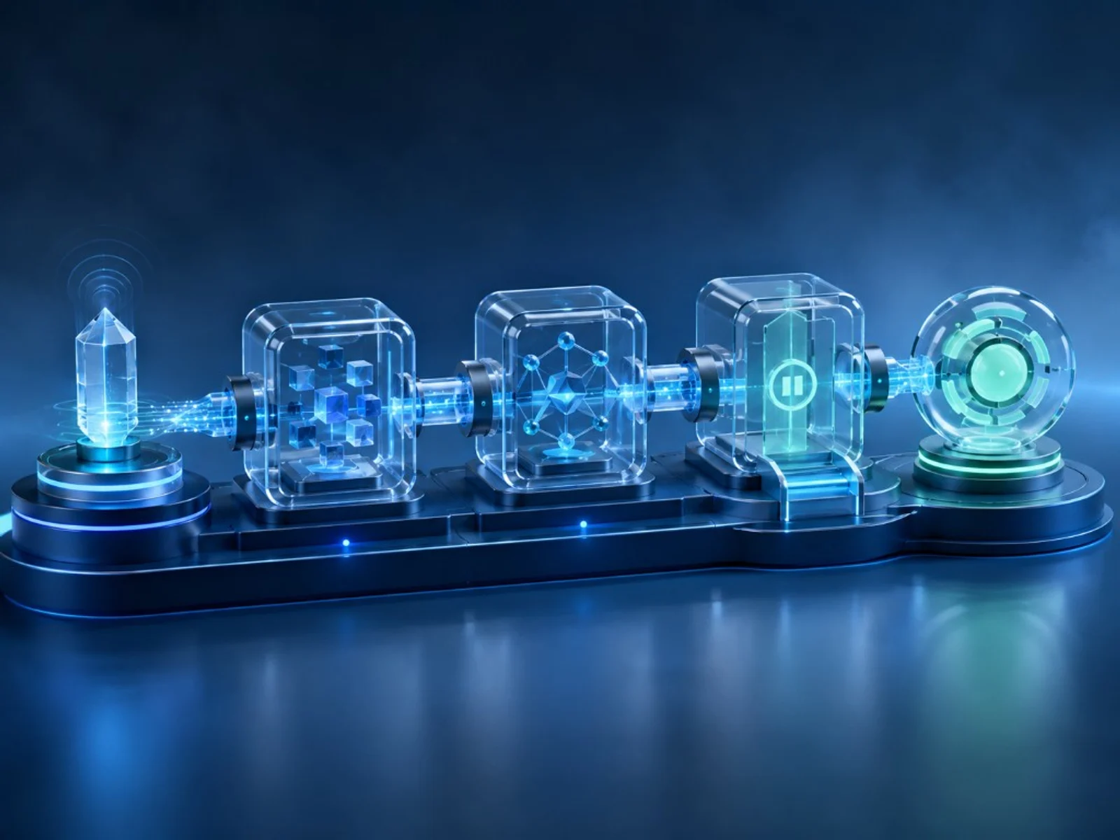Automation pipeline with trigger, steps, pause gate and monitoring