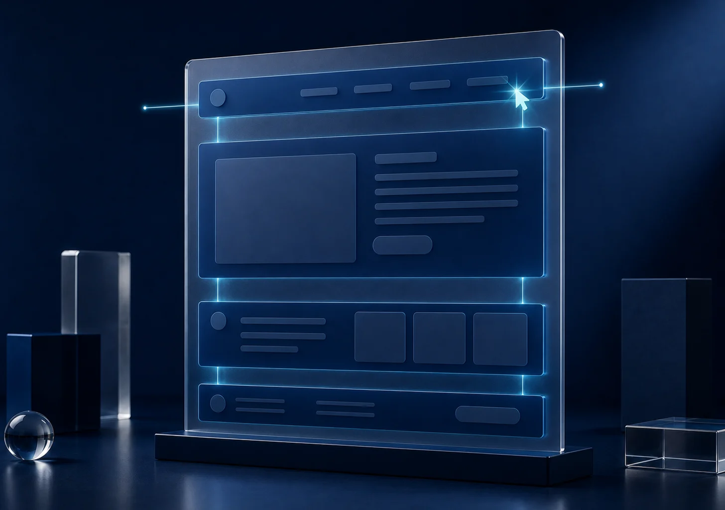 Website structure with navigation, content blocks and conversion area